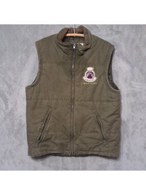 Red Camel LARGE Green Full Zip Vest Sleeveless Lined Pockets Zip Closure Style